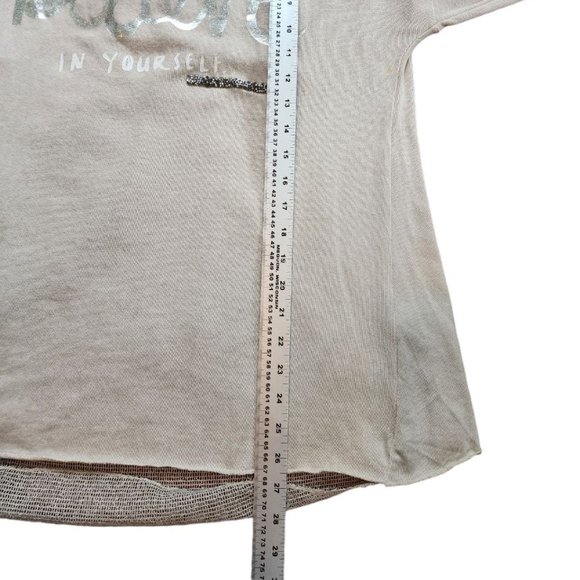 Elissia Blouse Women's Size M Beige Cursive Long Sleeve Made in Italy - Picture 11 of 16